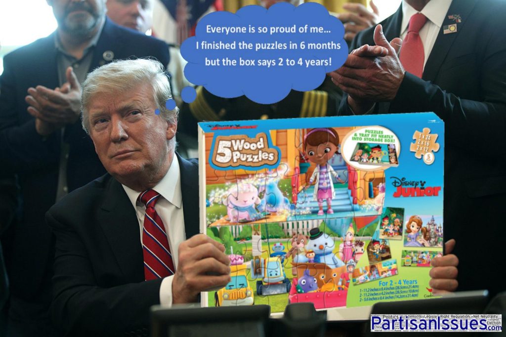 Trump Kids Puzzles - Everyone is so proud of me - finished puzzles in 6 months but the box says 2 to 4 years