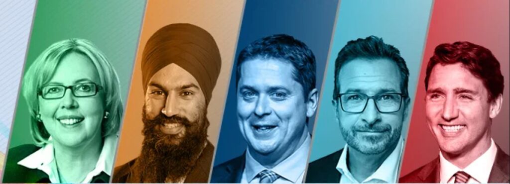 canadian federal leaders 2019 may sing scheer bloc trudeay politicians